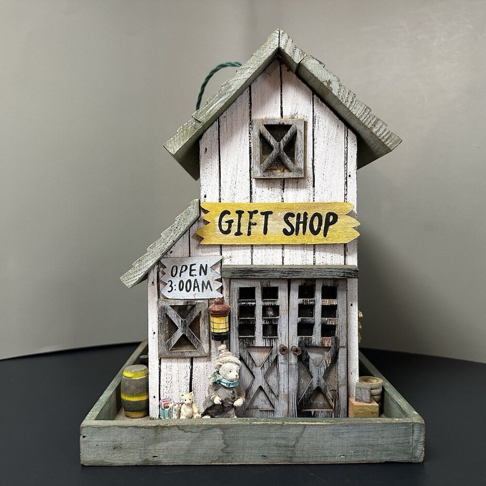 Vintage Gift Shop Birdhouse Folk Art Cottage Farmhouse Porch Garden Rustic Decor